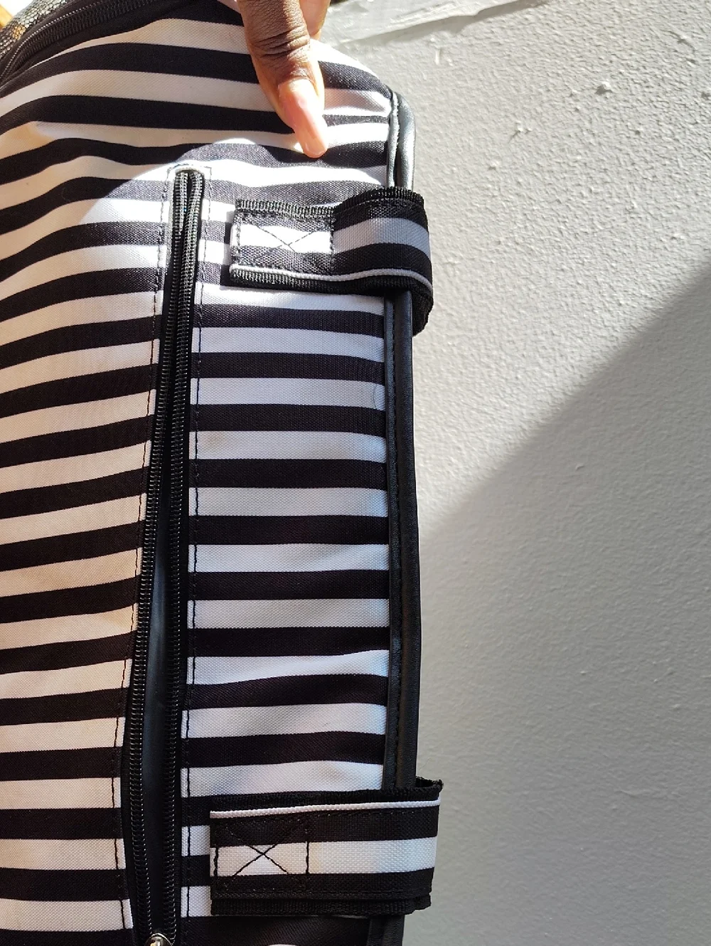 Black and White Striped Pet Carrier Bag